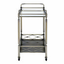 Matiesen Serving Cart, Clear Glass & Antique Gold Finish Acme