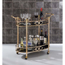 Ottesen Serving Cart, Black Glass & Gold Finish Acme