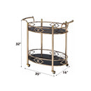 Ottesen Serving Cart, Black Glass & Gold Finish Acme