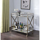 Kristensen Serving Cart, Mirrored & Antique Gold Finish Acme