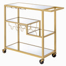 Adamsen Serving Cart, Mirrored & Champagne Finish Acme