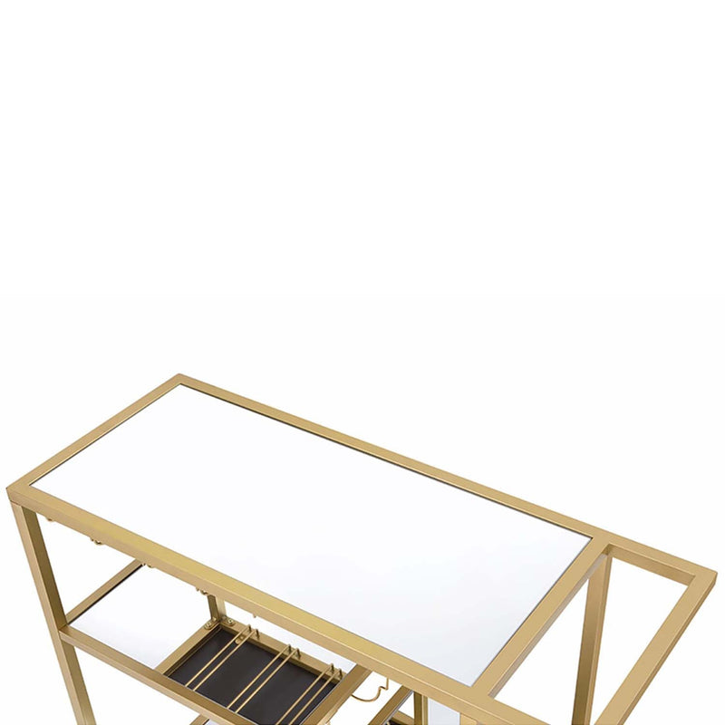 Adamsen Serving Cart, Mirrored & Champagne Finish Acme