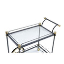Cyrus Serving Cart, Clear Glass & Black/Gold Finish Acme