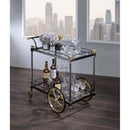 Cyrus Serving Cart, Clear Glass & Black/Gold Finish Acme