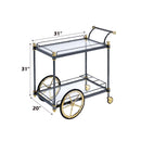 Cyrus Serving Cart, Clear Glass & Black/Gold Finish Acme