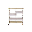 Vorrik Serving Cart, Gold & White Washed Finish Acme