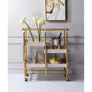 Vorrik Serving Cart, Gold & White Washed Finish Acme