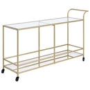 Kenda Serving Cart, Clear Glass, Mirrored & Gold Finish Acme