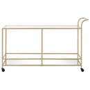 Kenda Serving Cart, Clear Glass, Mirrored & Gold Finish Acme