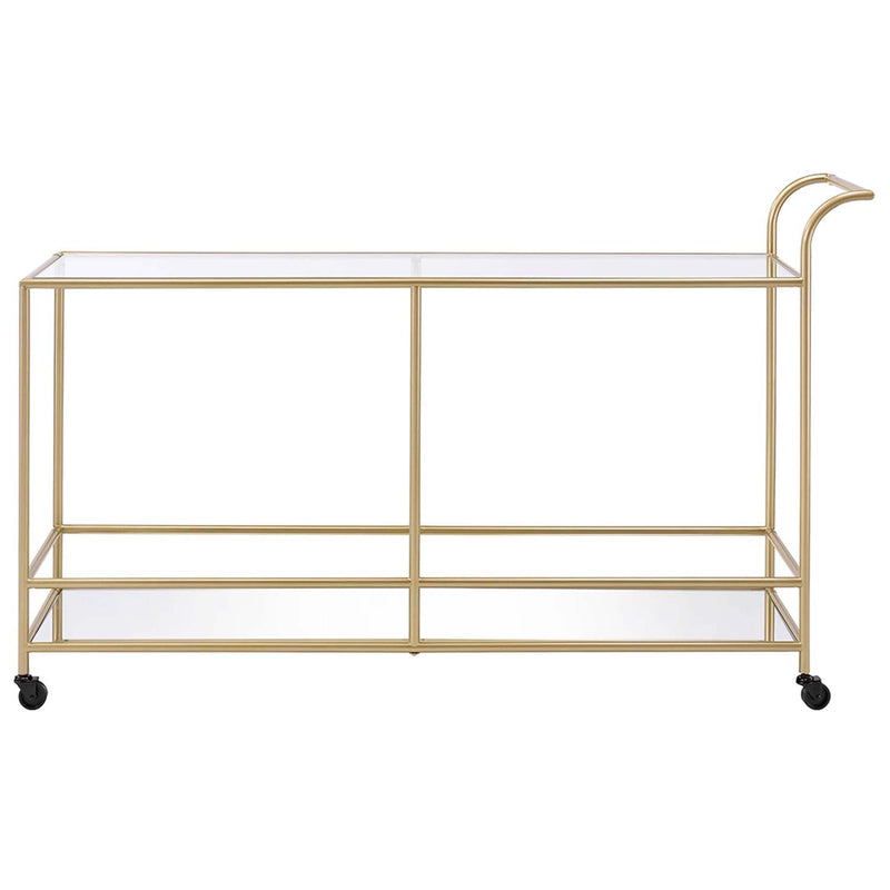 Kenda Serving Cart, Clear Glass, Mirrored & Gold Finish Acme