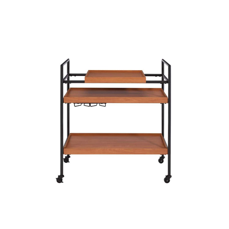 Oaken Serving Cart, Honey Oak & Black Finish Acme