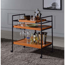Oaken Serving Cart, Honey Oak & Black Finish Acme