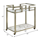Neilo Serving Cart, Clear Glass, Faux Marble Top & Wire Brass Finish Acme