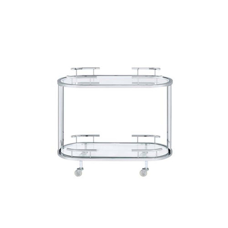 Piffo Serving Cart Set, Clear Glass & Chrome Finish Acme