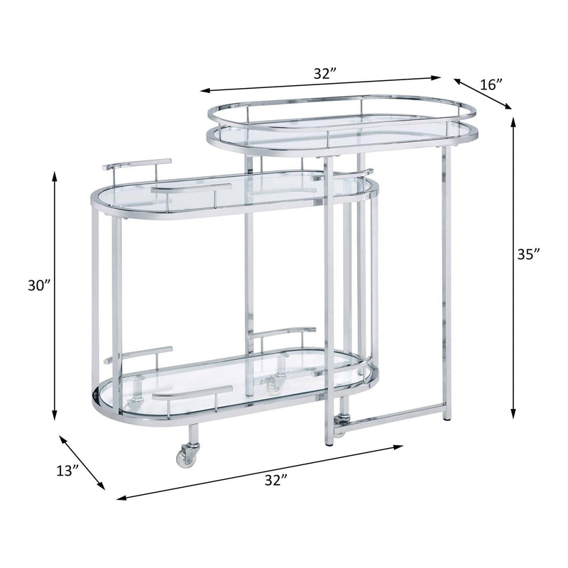 Piffo Serving Cart Set, Clear Glass & Chrome Finish Acme