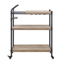 Brantley Serving Cart, Oak & Sandy Black Finish Acme