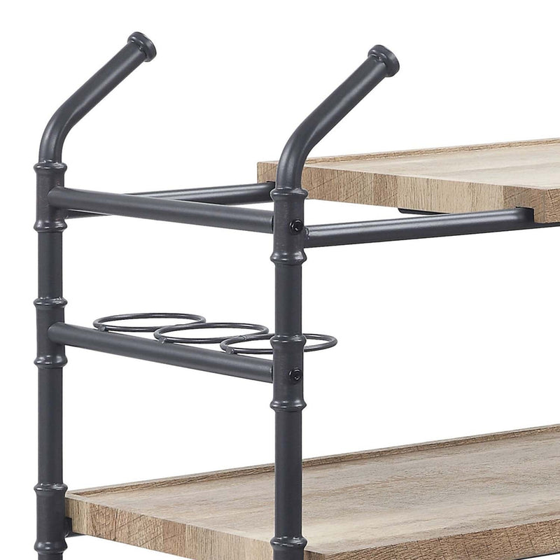 Brantley Serving Cart, Oak & Sandy Black Finish Acme