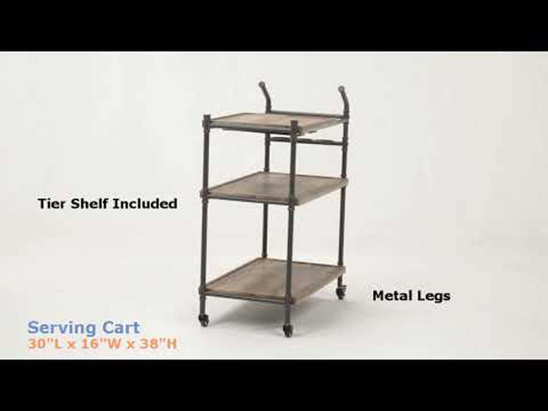 Brantley Serving Cart, Oak & Sandy Black Finish Acme