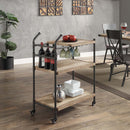 Brantley Serving Cart, Oak & Sandy Black Finish Acme