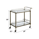 Aditya Serving Cart, Mirrored & Antique Brass Finish Acme