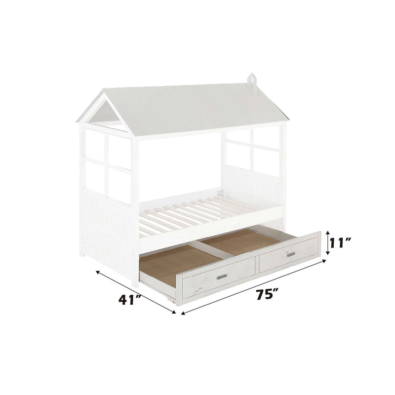 Tree House II Trundle (Twin), Weathered White & Washed Gray Finish Acme