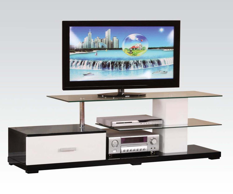 Ivana  63" TV Stand, White & Black Finish Acme