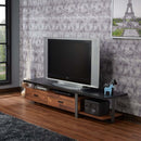 Elling  67" TV Stand, Walnut & Black Finish Acme