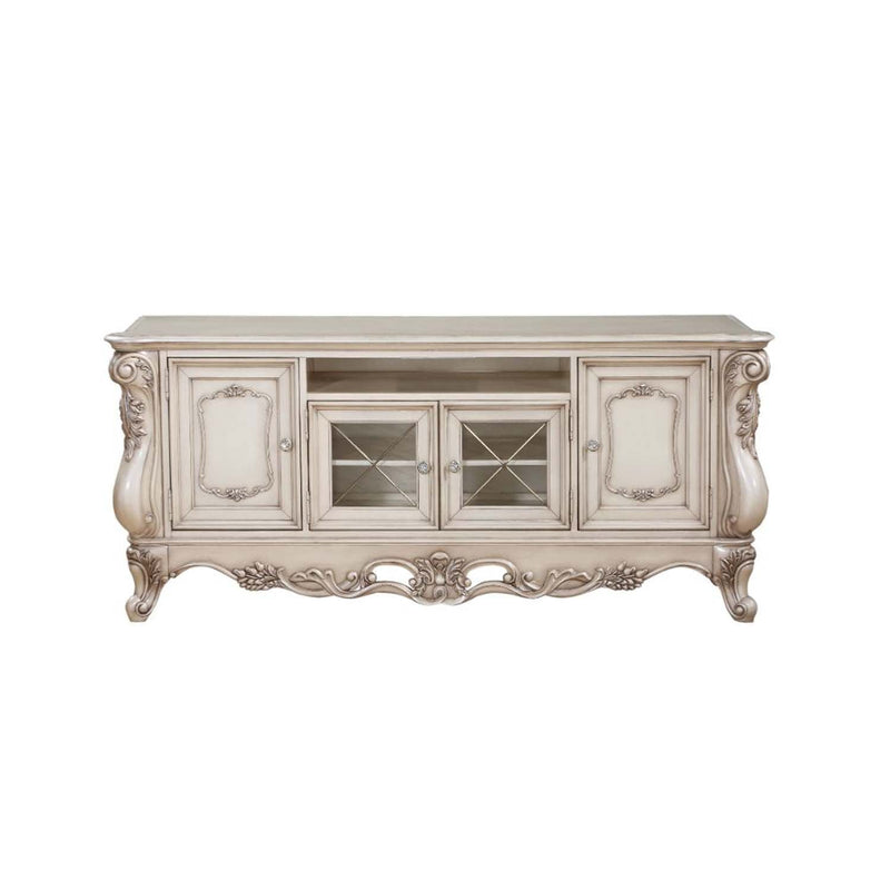 Gorsedd  74" TV Stand, Golden Ivory Finish Acme