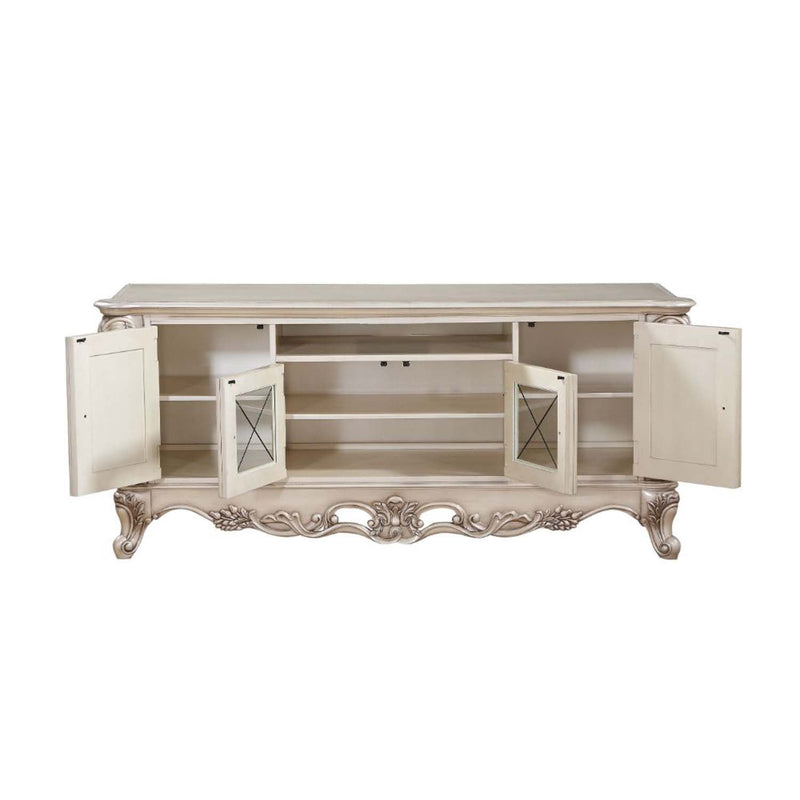 Gorsedd  74" TV Stand, Golden Ivory Finish Acme