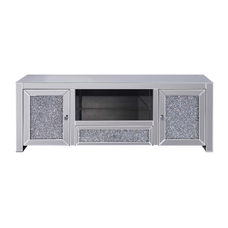 Noralie  59" TV Stand, Mirrored & Faux Diamonds Acme
