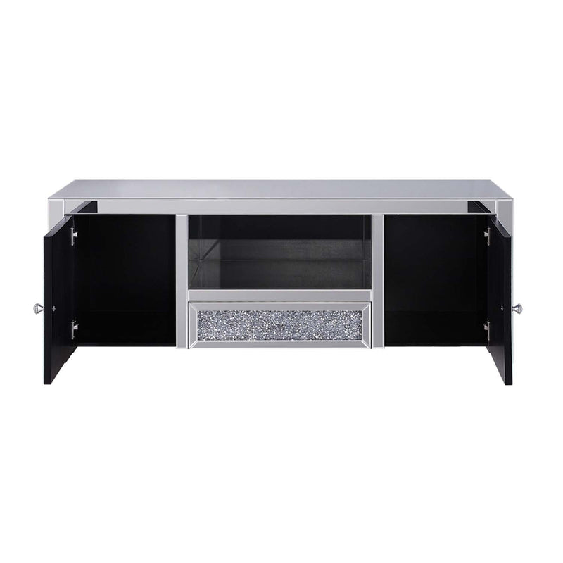 Noralie  59" TV Stand, Mirrored & Faux Diamonds Acme