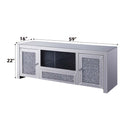 Noralie  59" TV Stand, Mirrored & Faux Diamonds Acme