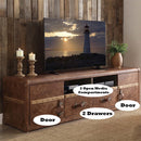 Aberdeen  80" TV Stand, Retro Brown Top Grain Leather Acme