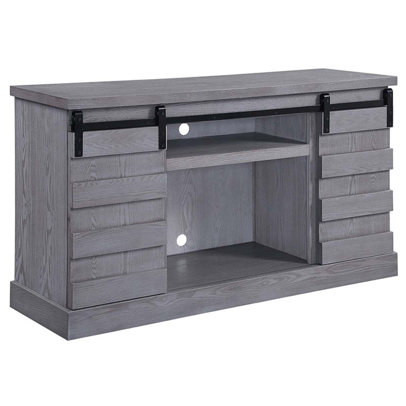 Amrita  59" TV Stand w/Fireplace, Gray Oak Finish Acme