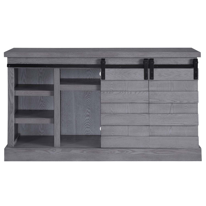 Amrita  59" TV Stand w/Fireplace, Gray Oak Finish Acme