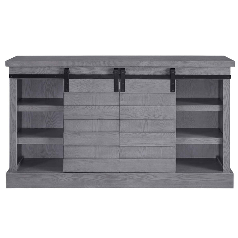 Amrita  59" TV Stand w/Fireplace, Gray Oak Finish Acme