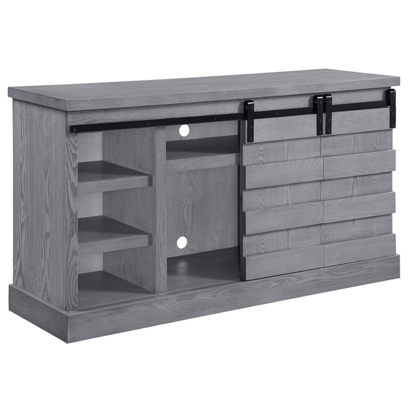 Amrita  59" TV Stand w/Fireplace, Gray Oak Finish Acme