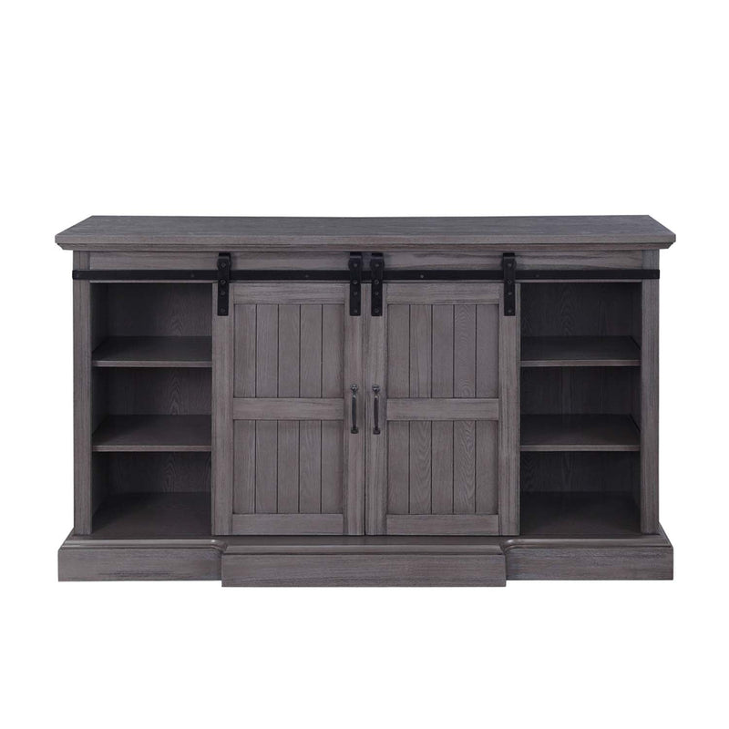 Admon  63" TV Stand w/Fireplace, Gray Oak Finish Acme