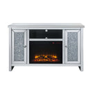 Noralie  59" TV Stand w/Fireplace, Mirrored & Faux Diamonds Acme