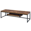 Bob  59" TV Stand, Weathered Oak & Black Metal Finish Acme