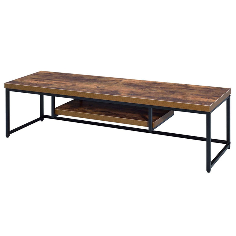 Bob  59" TV Stand, Weathered Oak & Black Metal Finish Acme