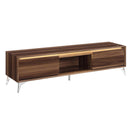 Raceloma  71" TV Stand, LED, Walnut & Chrome Finish Acme