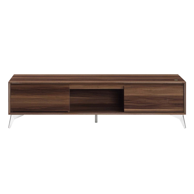 Raceloma  71" TV Stand, LED, Walnut & Chrome Finish Acme