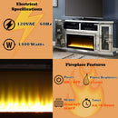 Noralie  67" TV Stand w/Fireplace & Led, Mirrored & Faux Diamonds Acme