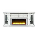 Noralie  67" TV Stand w/Fireplace & Led, Mirrored & Faux Diamonds Acme