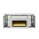 Noralie  67" TV Stand w/Fireplace & Led, Mirrored & Faux Diamonds Acme