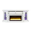 Noralie  67" TV Stand w/Fireplace & Led, Mirrored & Faux Diamonds Acme