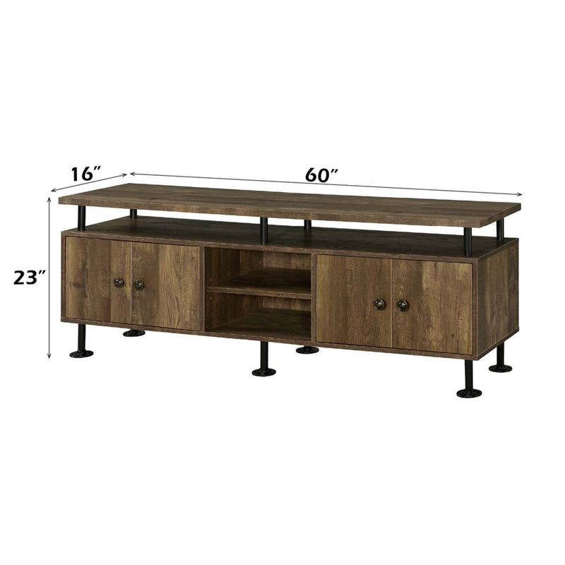 Ensata II  24" TV Stand, Rustic Oak  & Black Finish Acme
