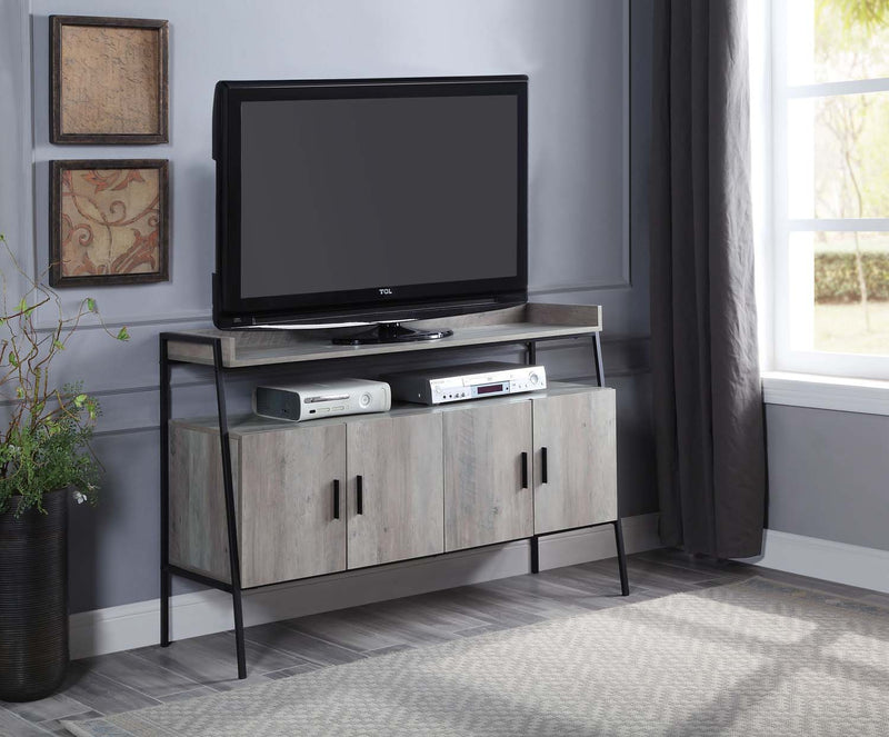 Samiya  52" TV Stand, Gray Oak & Black Finish Acme
