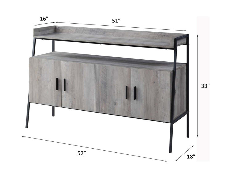 Samiya  52" TV Stand, Gray Oak & Black Finish Acme